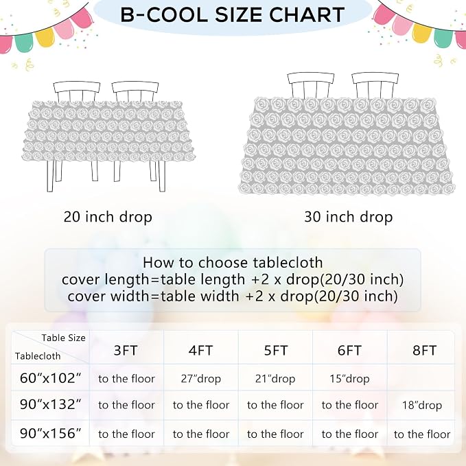 B-COOL Purple Rosette Tablecloth 60x102 Inch Satin 3D Floralr Romantic Party Table Fabeic for Wedding Bridal Shower Birthday Rectangle Table Decoration