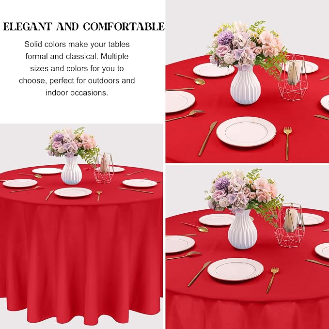 4 Pack Round Tablecloth 90 Inch Polyester Washable Fabric Table Covers for Wedding Dining Table Buffet Parties Banquet Decoration（Red）