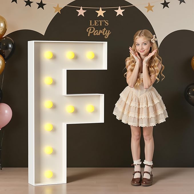 Marquee Letters 4 Feet Tall, 4FT Large Light up Letters F, Big Sign F with Warm White Light for Birthday Wedding Proposal Engagement Graduation Party Backdrop Decorations