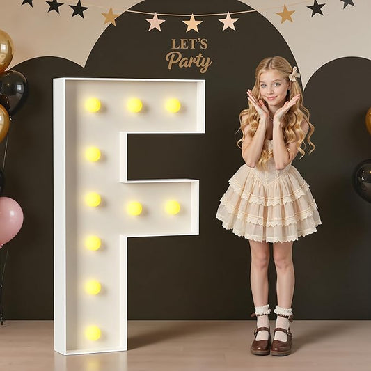 Marquee Letters 4 Feet Tall, 4FT Large Light up Letters F, Big Sign F with Warm White Light for Birthday Wedding Proposal Engagement Graduation Party Backdrop Decorations