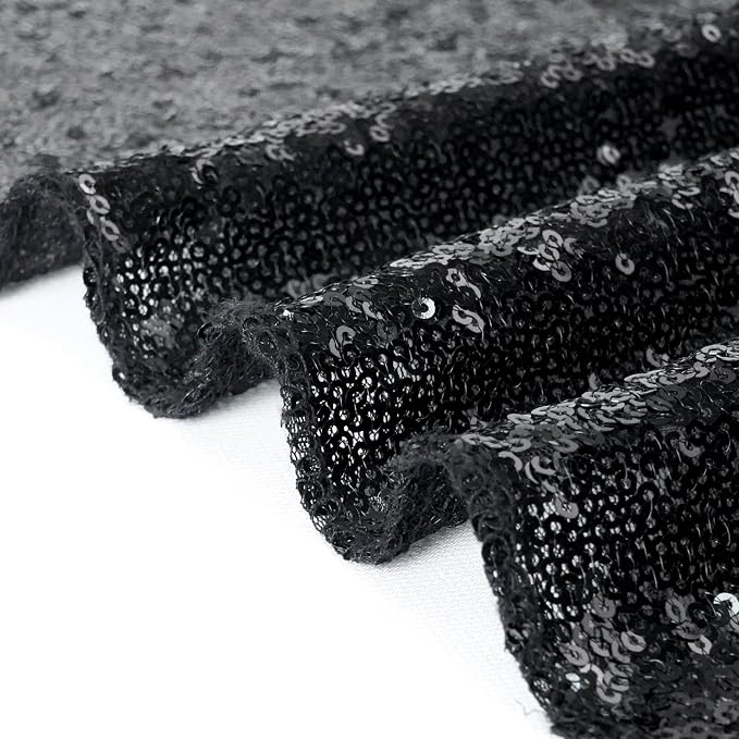 Eternal Beauty Black Sequin Backdrop, 8x8 Ft Glitter Background Curtains for Shimmer Photography Party Wedding Birthday Back Drop Decor