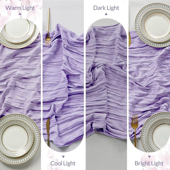 6 Pack Lilac Cheesecloth Table Runner 35"×120" Gauze Fabric Table Runner Rustic Sheer Runner for Wedding Birthday Baby Shower Party Table Decoration Lilac 6 Pack