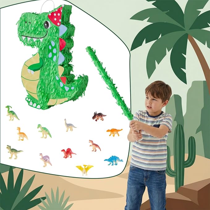 VINTS Dinosaur Pinata,Kids Dino Piñata with Blindfold, Dinosaur Themed Party Decor,Perfect for School Parties, Birthday Parties (16.93 × 12.6× 3.15in)