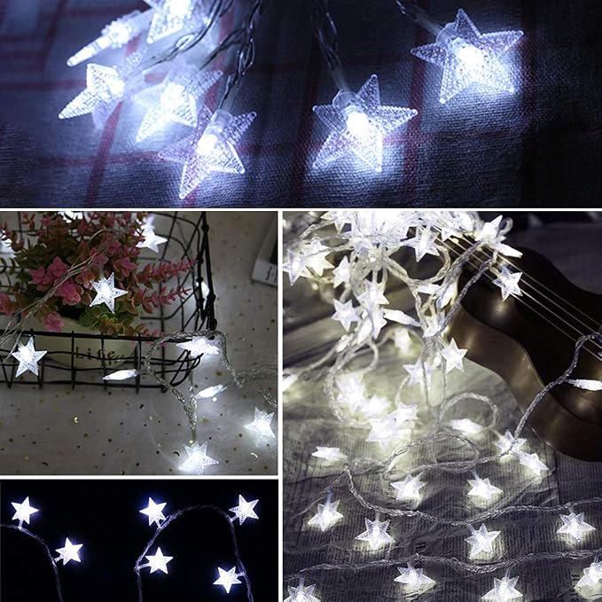 Twinkle Star 100 LED Star String Lights Plug in 33FT, White | Plug In, Waterproof, Indoor Outdoor Use, Bedroom Wedding Party Ramadan Christmas Decor
