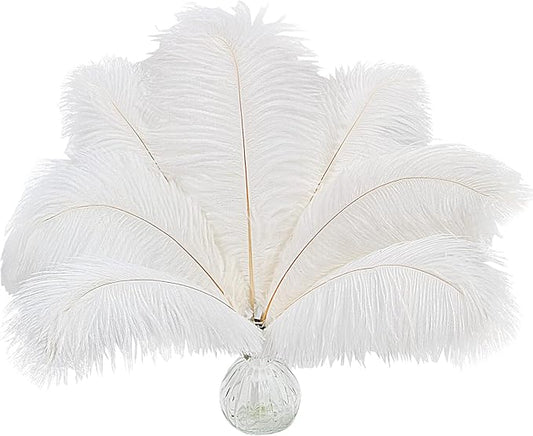 10pcs Natural White Ostrich Feathers 14-16inch 35-40cm for Wedding Party Centerpieces, Easter Home Decorations