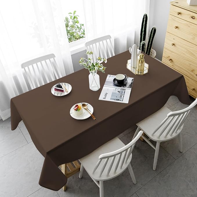 YMHPRIDE 6 Pack Brown Tablecloth 60 x102 inch Polyester Table Cloth for 6 Foot Rectangle Tables, Stain and Wrinkle Resistant Washable Fabric Polyester Table Covers for Wedding Party Banquet