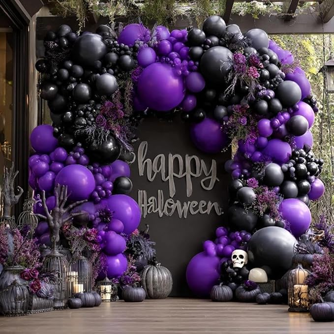 Dark Purple Balloons-Double Stuffed Lavender Balloon Garland Different Sizes Latex Deep Purple Balloon Arch Kit for Birthday Baby Shower Anniversary Wedding Party Decorations