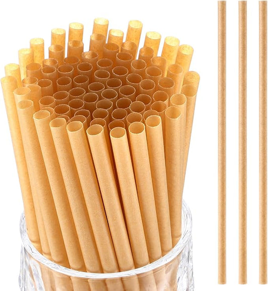 Potchen 500 Pcs Biodegradable Sugarcane Straws Disposable Drinking Smoothie Straws Bulk for Home Parties Restaurants (5 Inch)