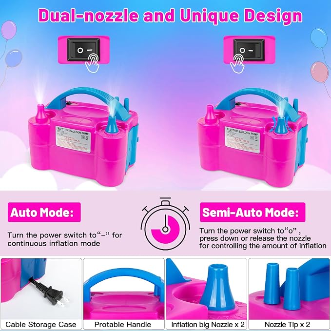 Balloon Arch Kit and Metal Balloon Column Stand and Electric Balloon Pump, Adjustable Balloon Stands for Floor with Water bags, Balloon Kit for Wedding Birthday Party Supplies Decoration