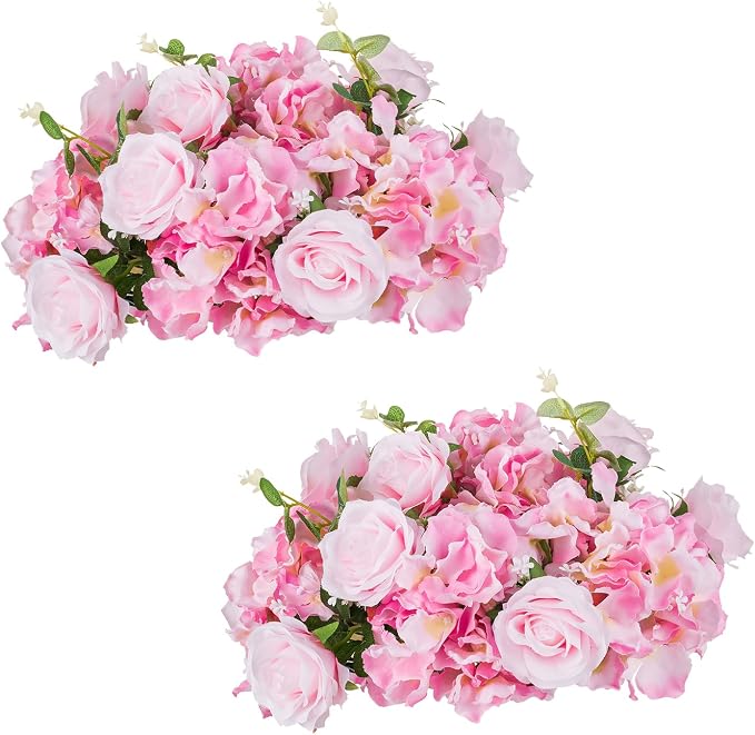 Pink Flowers Balls for Centerpieces: 2 PCS 14.2" Diam Flower Centerpieces for Tables in Wedding Reception Decorations Arrangement for Party Celebration Planners