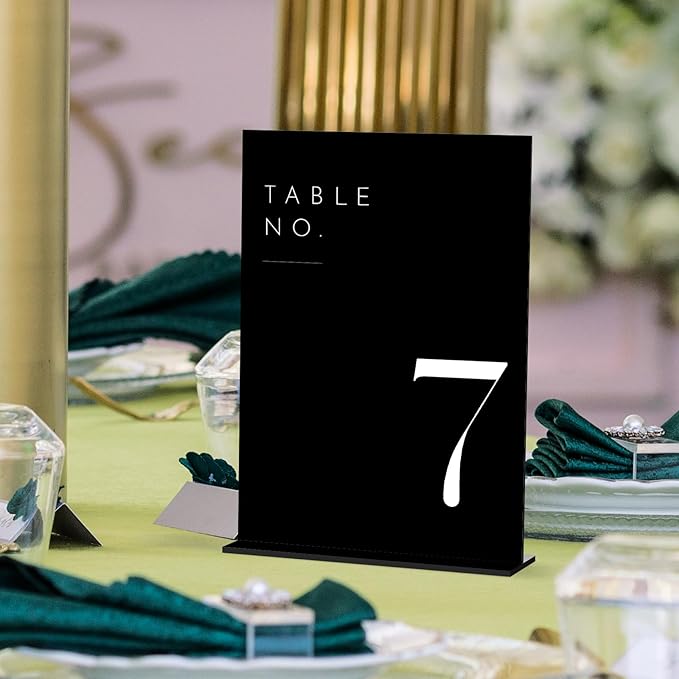 JINMURY Wedding Black Table Numbers 1-30 with Stands, 5"x7" Black Acrylic Table Numbers with White Font for Wedding Party Reception (1-30, 5"x7")