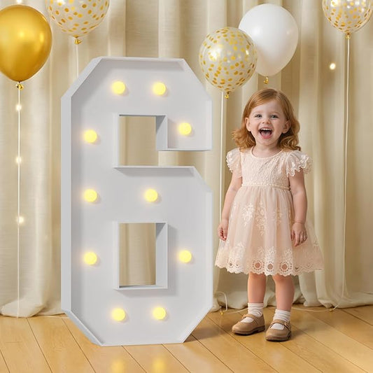 4FT Marquee Number, Mosaic Numbers for Balloons Frame, 6 Balloon for Birthday Decoration, Anniversary Decorations,Birthday Decor
