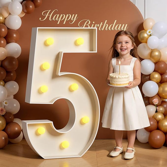3FT Marquee Numbers 5 Large Light Up Numbers for 15th 50th Birthday Party Decorations Anniversary Light Up Sign Outdoor Pre-Cut Foam Board Kit