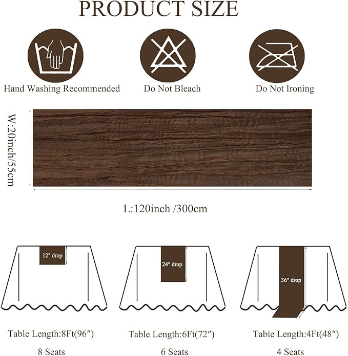 12Pack Brown Table Runner 10Ft Cheesecloth Table Runner Boho Long Brown Cheese Cloth Table Runners for Wedding Party Bridal Shower Thanksgiving Christmas