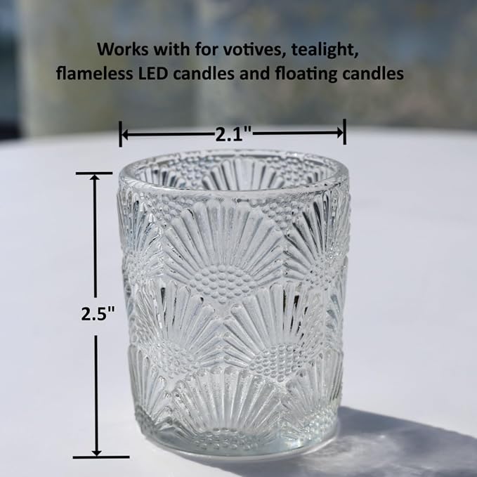 Woho 24pcs Clear Votive Candle Holders, Glass Tea Lights Candle Holder for Wedding Table Centerpiece, Vintage Tealight Candle Holder Decor for Anniversary, Bridal Shower Christmas Party
