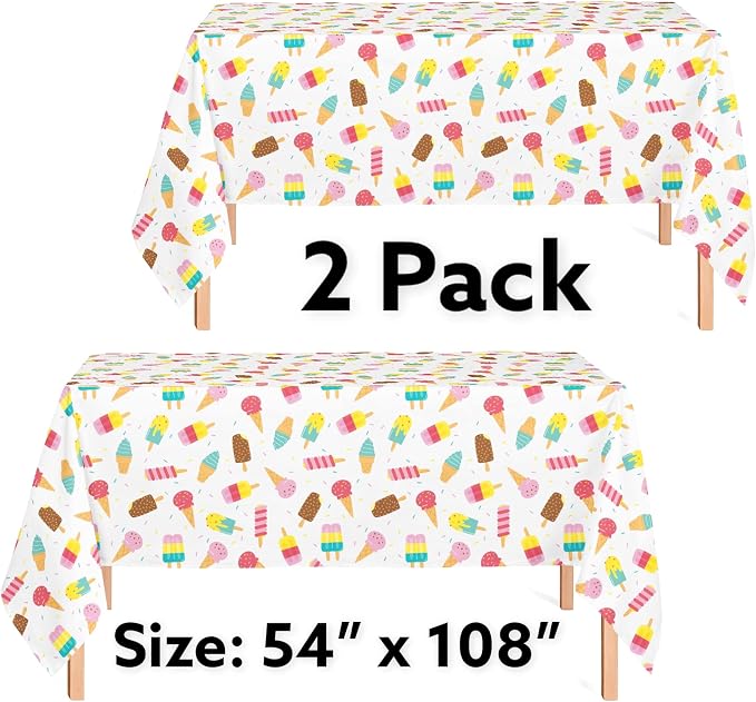 Serves 24 Complete Ice Cream Party Supplies Includes Plates Napkins, Table Covers, Balloons, Swirls, Happy Birthday Banner, Cake Topper, Candles, Straws Ideal for Ice Cream Popsicle Theme Party