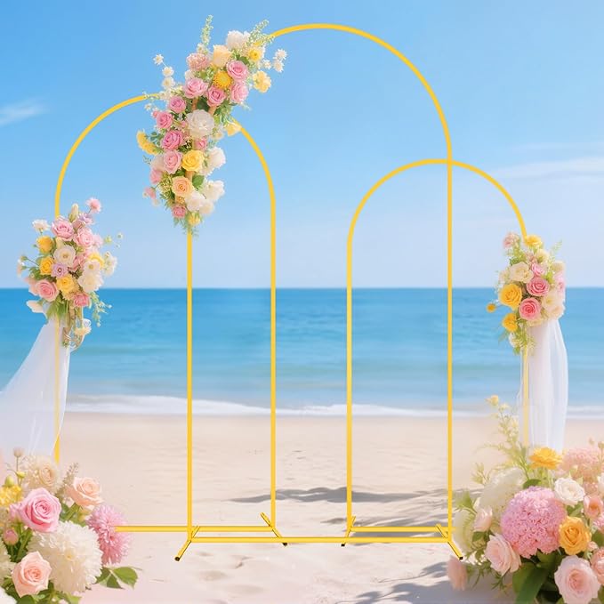 Arch Backdrop Stand and Cover Set 7.2FT, 6.6FT, 6FT Metal Backdrop Stand with Sage Green Cover Set of 3 Party Arch Stand Backdrops Covers for Wedding Ceremony Birthday Party Baby Shower Decor