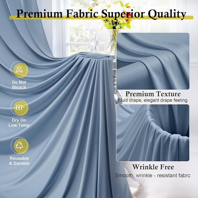 20ft x 12ft Dusty Blue Backdrop Curtains for Parties, Wrinkle Free 4 Panels Photo Backdrop Drapes Back Drop Cloth for Wedding Birthday Photography Background Decor