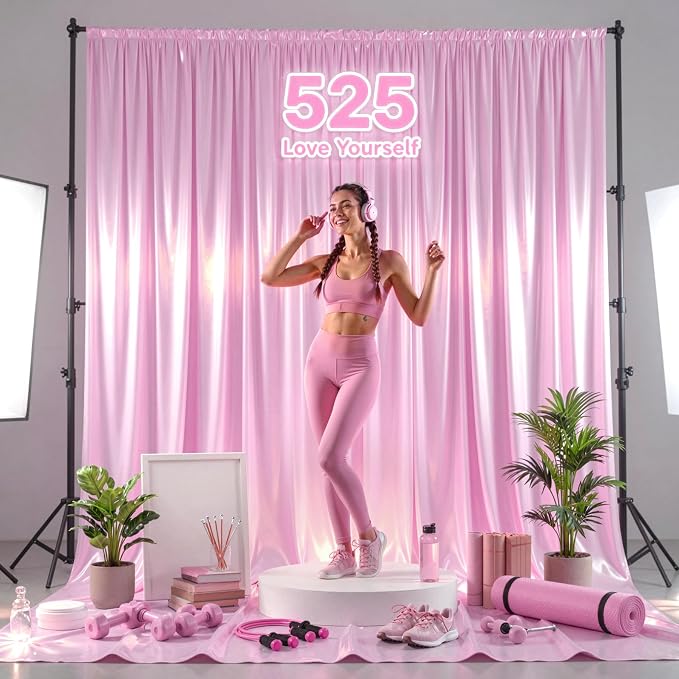 Pink Glitter Backdrop Curtains - 20x12FT Satin Photo Backdrop, Wrinkle-Free Shimmer Back Drop Cloth Shiny Drapes for Photobooth Wedding Birthday Parties Photoshoot Background Decorations