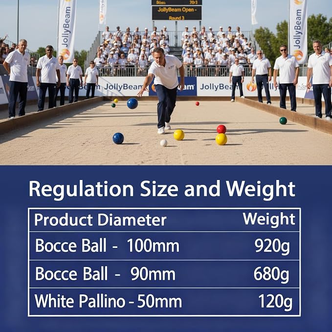 Bocce Ball Set 90mm (Regulation Size & Weight), 8 Resin Bochi Balls, Includes Pallino, Carrying Bag & Measuring Rope, Outdoor Sports Game for Family Backyard, Lawn, Cour t& Beach (2-8 Players)