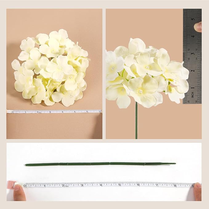 Auihiay 404PCS Hydrangea Artificial Flowers, Silk Artificial Flowers Heads with Stems, Champagne Lifelike Faux Flowers for Wedding Centerpieces, Arch and Background, Party, Home, Baby Shower Decor