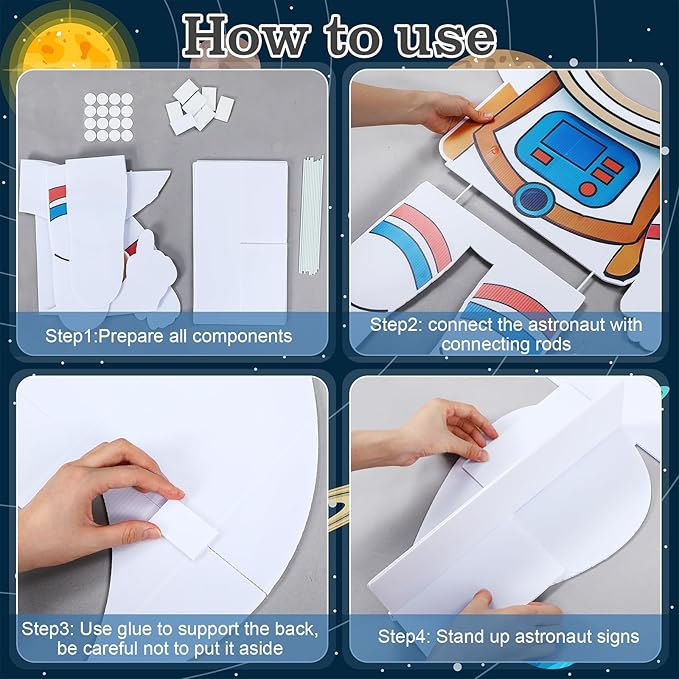 2 Pcs 3.94 ft Space Photo Booth Prop Rocket Astronaut Life Size Cardboard Cutout Stand up Backdrop Rocket Cardboard for Space Birthday Party Decoration Science Event Display