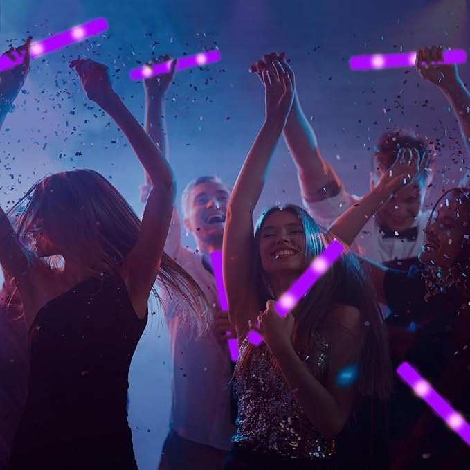 60Pack LED Glow Foam Sticks Bulk,Light Up Glow Sticks with 3 Flashing Modes,Glow Wands Party Pack,Glow In The Dark Party Supplies for Mother's Day,July 4th, Wedding,Birthday,Concert(Purple)