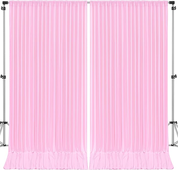 10x10ft Pink Backdrop Curtain for Wedding Parties Wrinkle Free Fabric Light Pink Drapes Backdrop Decoration for Baby Shower Birthday Photography Decoration 2 Panels, 5ft x 10ft