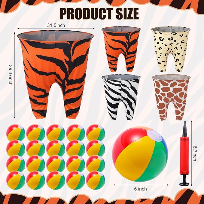 Seematn Granny Pants Yard Game Set of 4 Big Pants and 20 Balls 1 Pump, Granny Pant Outdoor Party Game for Adults Teens Group Family Reunions Backyard Tossing Fun
