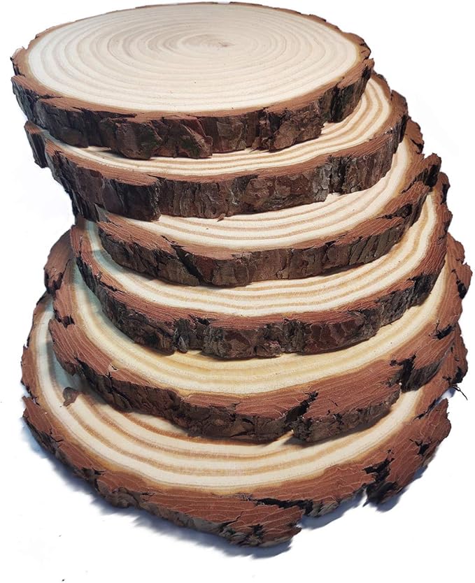 Large Round Rustic Wood Slices for centerpieces 8-9 inch 6 Pack (6 pcs 8-9inch)