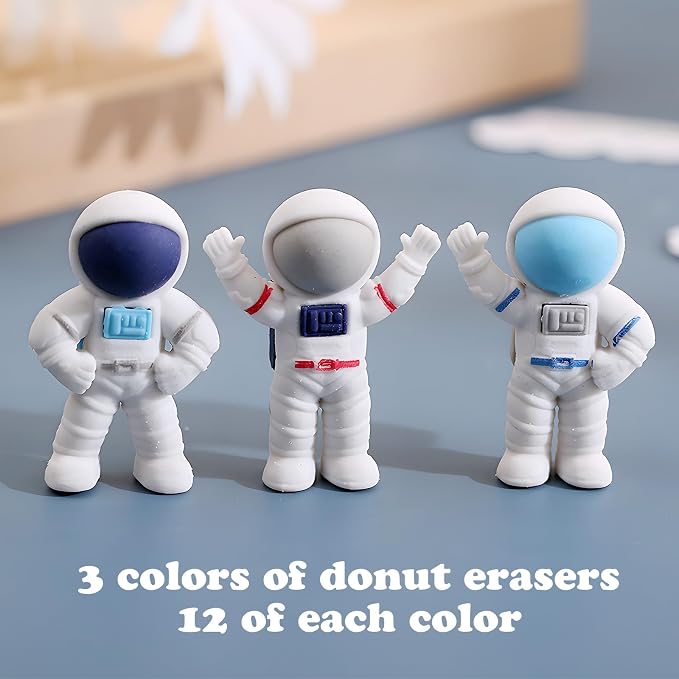 172 Pcs Outer Space Theme Stationery Set Astronaut spaceship rocket 36pencils 36erasers 100Stickers for Space Birthday Party Classroom School Reward Gift Prizes Goodie Bags Stuffers Office (space)