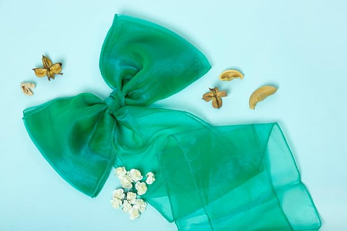 MDS® Pack of 250 Organza Chair Sashes for Wedding Decoration, Reusable Sheer Chair Bows for Banquet Chair Cover, Reception, Bridal Shower, Baby Shower, Birthday Party & Special Events - Green