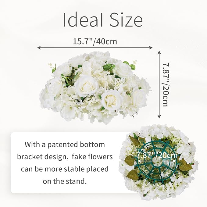 White Flowers Balls for Centerpieces: 6 PCS 15.7" Diam Flower Centerpieces for Tables in Wedding Reception Decorations Arrangement for Party Celebration Planners