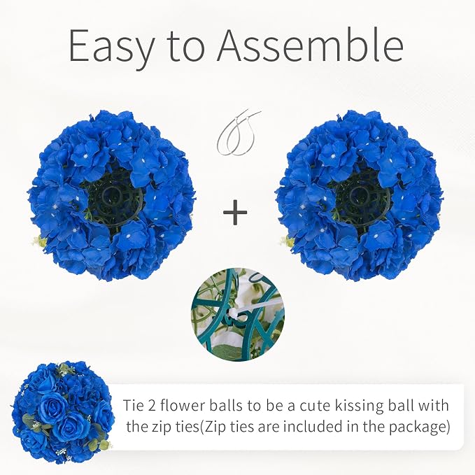 Blue Flowers Balls for Centerpieces: 6 PCS 11.8" Diam Flower Centerpieces for Tables in Wedding Reception Decorations Arrangement for Party Celebration Planners