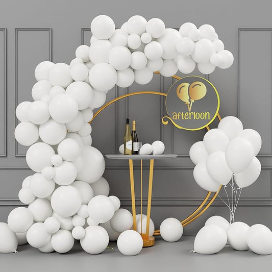 AFTERLOON® Biodegradable Balloons 112pcs White Different Sizes 18" 12" 10" 5" Balloon Garland Arch Kit perfect for Birthday Party, Graduation, Baby Shower, Wedding, Holiday Decoration and Anniversary