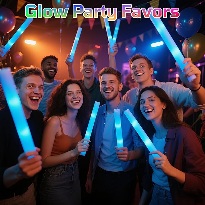 Foam Glow Sticks Bulk, 40 Pack Blue Light Up Foam Sticks 3 Modes Flashing, Glow Party Supplies for Wedding,Raves, Carnival, Concert, 4th of July, Halloween, Christmas, New Year