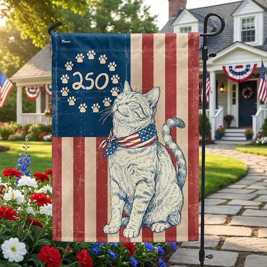 American Flag-Flagwix Patriotic Cat Garden Flag - 250th Anniversary Paw Prints Betsy Ross Flag Decor, 3x5 ft. Flag-USA Premium Polyester