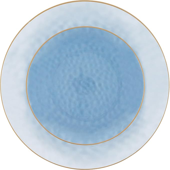 PLASTICPRO 128 Piece Combo Plates Set includes 64-7'' inch Plates & 64-10'' inch Blue Hammered Plastic Party Plate Premium heavyweight Elegant, Disposable, Tableware, Dishes,
