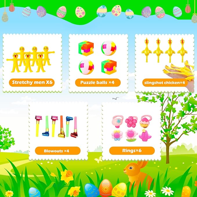 GOAUS Easter Egg Fillers Party Favors for Kids, 60 Pcs Small Toys Prizes Bulk, Goodie Bags Stuffers, Treasure Box Toys for Classroom, Prize Box Birthday Goody Bag