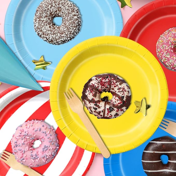 CMUSKO 60Pcs Carnival Plates and Napkins-Circus Theme Party Decorations Red Blue Yellow Tableware for Birthday, Baby Shower
