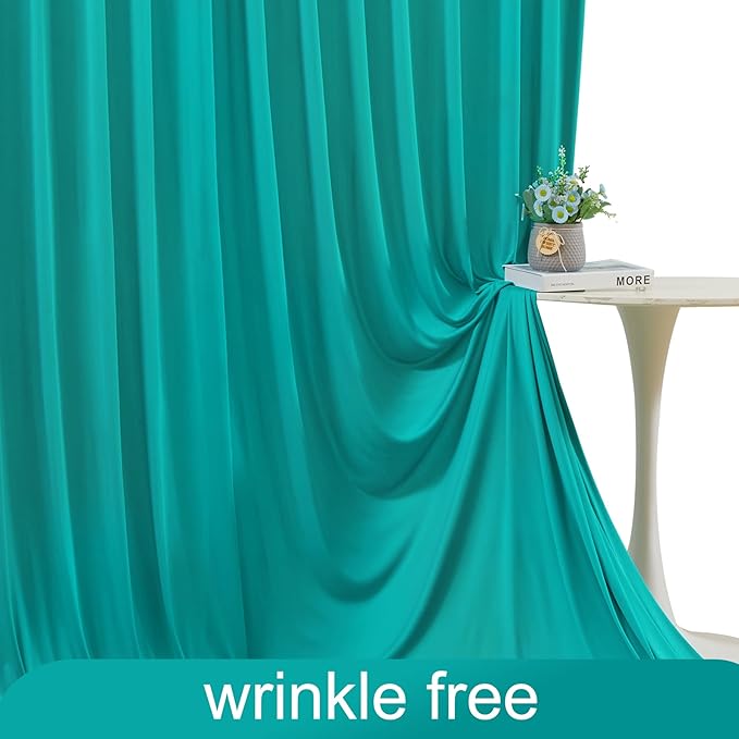 4 Panels Turquoise Backdrop Curtain for Parties Wrinkle Free Photo Backdrops Drapes Background Fabric Decoration for Baby Shower Wedding Birthday Party 20ft(W) x 10ft(H)