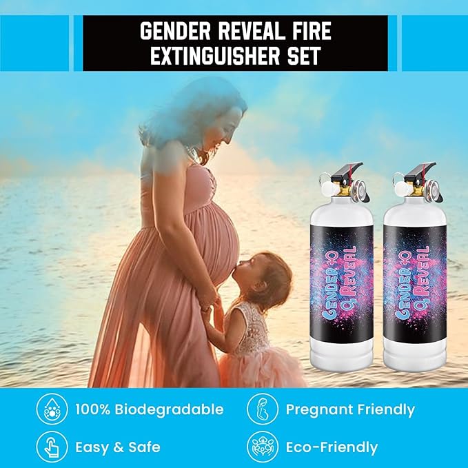 Gender Reveal Fire Extinguisher 2 Pack Large Color Extinguisher for Baby Reveal Ideas Pink or Blue Smoke Powder for Boy or Girl Gender Reveal Colored Smoke Extinguishers for Gender Reveal Decorations