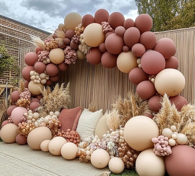 Boho Balloons Pink Nude Balloon Garland Double Stuffed Matte Cream Dusty Rose Balloon Arch Kit for Birthday Baby Showers, Wedding, Bridal, Baptism, Love Party Decorations