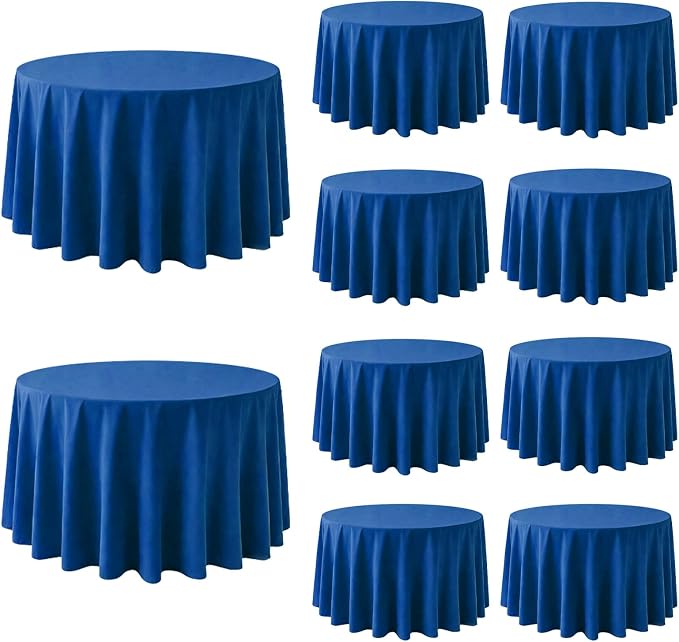 10 Pack Royal Blue Round Tablecloth 90 Inch Round Table Cloth Wrinkle Resistant Royal Blue Tablecloth Washable and Reusable Polyester Fabric Table Covers for Banquet Wedding Party Dining Buffet