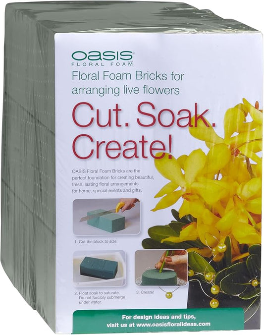 Oasis® Floral Foam MaxLife – Standard Size Floral Foam Bricks, Pack of 6 – Professional Hydration & Secure Stem Support for Fresh Flower Arrangements