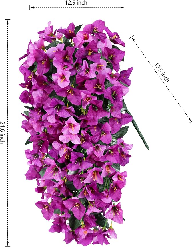 Faux Bougainvillea Artificial Flowers Plants for Outdoors Outside Decoration, 2pcs Realistic Fake Flowers UV Resistant Silk Long Trailing Vines for Front Door Planter Patio Balcony Yard Garden, Mix