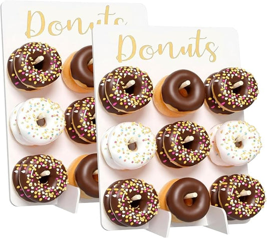 TourKing 2PCS Donut Wall Display Stand,Wooden Donut Wall Stand Wedding Party Decoration Display Board Can Accommodate 18 Donuts, Reusable, Durable
