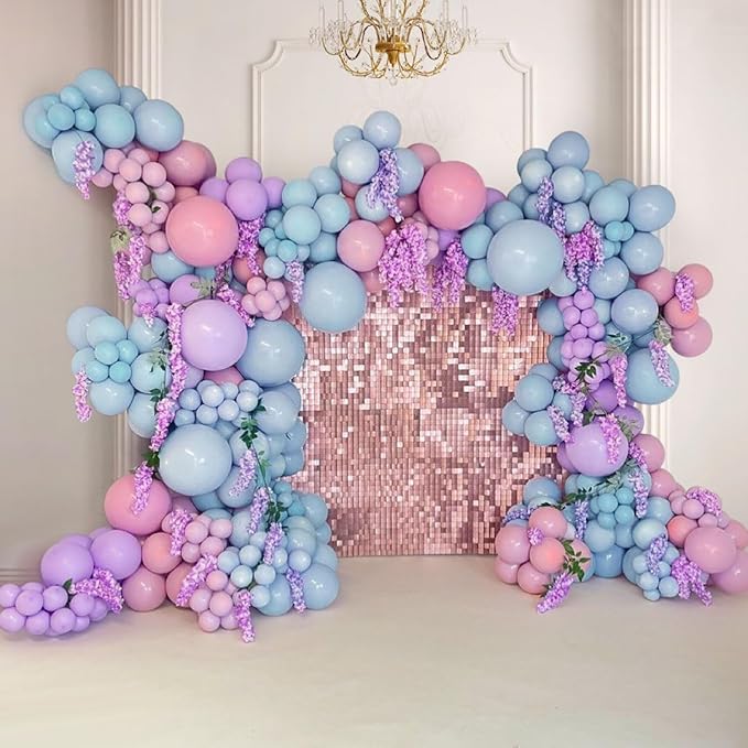 Double Stuffed Pastel Blue Balloon Garland Macaron Baby Blue Balloons Different Sizes 18/12/5 Inch Light Blue Latex Balloons Arch Kit For Gender Reveal Birthday Baby Shower Party Decorations