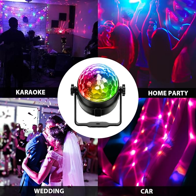 NEQUARE Disco Ball DJ Party Lights Sound Activated with Remote Control Strobe Lamp 7 Modes Stage Light for Home Room Dance Parties Karaoke Halloween Christmas Birthday Decorations[2-Pack]