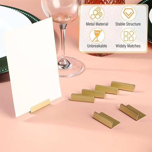 30 Pcs Place Card Holders Gold Vintage Finish Table Card Holder Table Number Stands Antique Small Signs for Display Price Tags, Food Signs, Reception Party Photo, Weddings Restaurants Favor